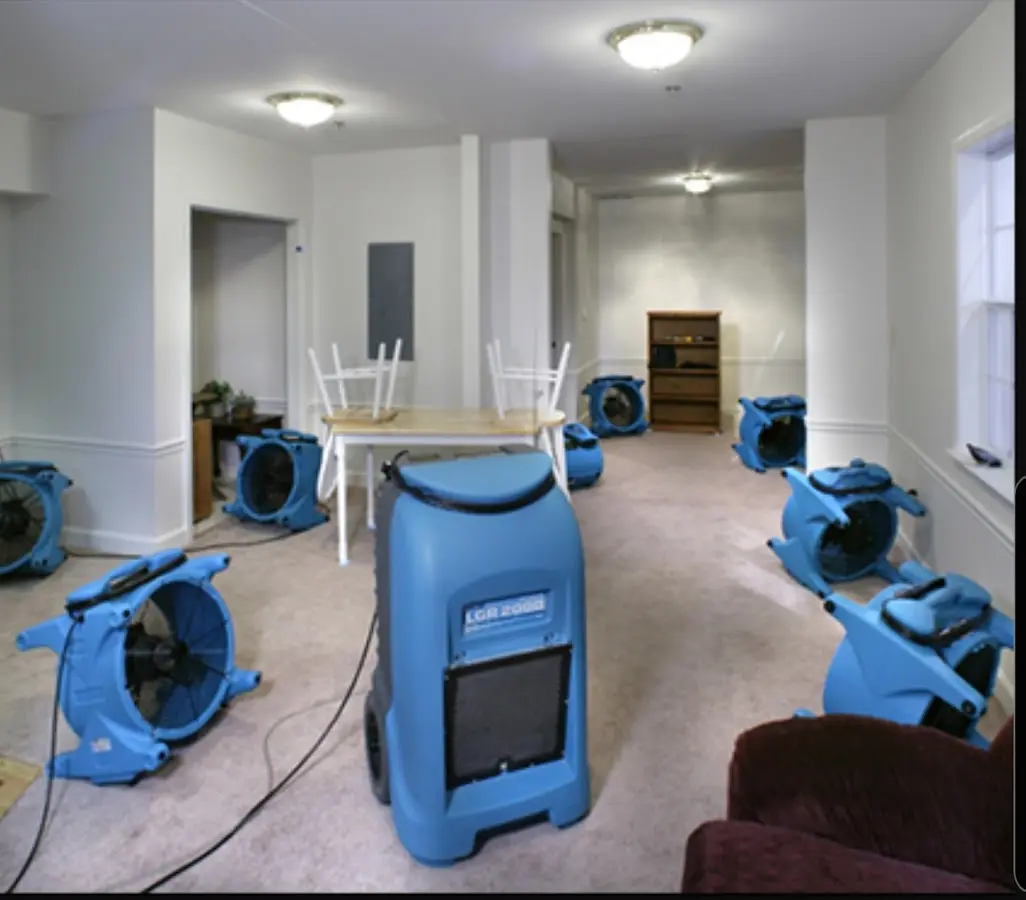 Air movers and dehumidifier setup for Water Damage Restoration in Shamokin